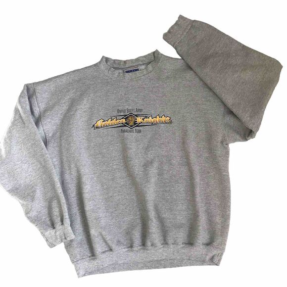VTG US Army Golden Knights  M/L ? Parachute Team Crewneck Sweatshirt Gray Hanes - Picture 1 of 9